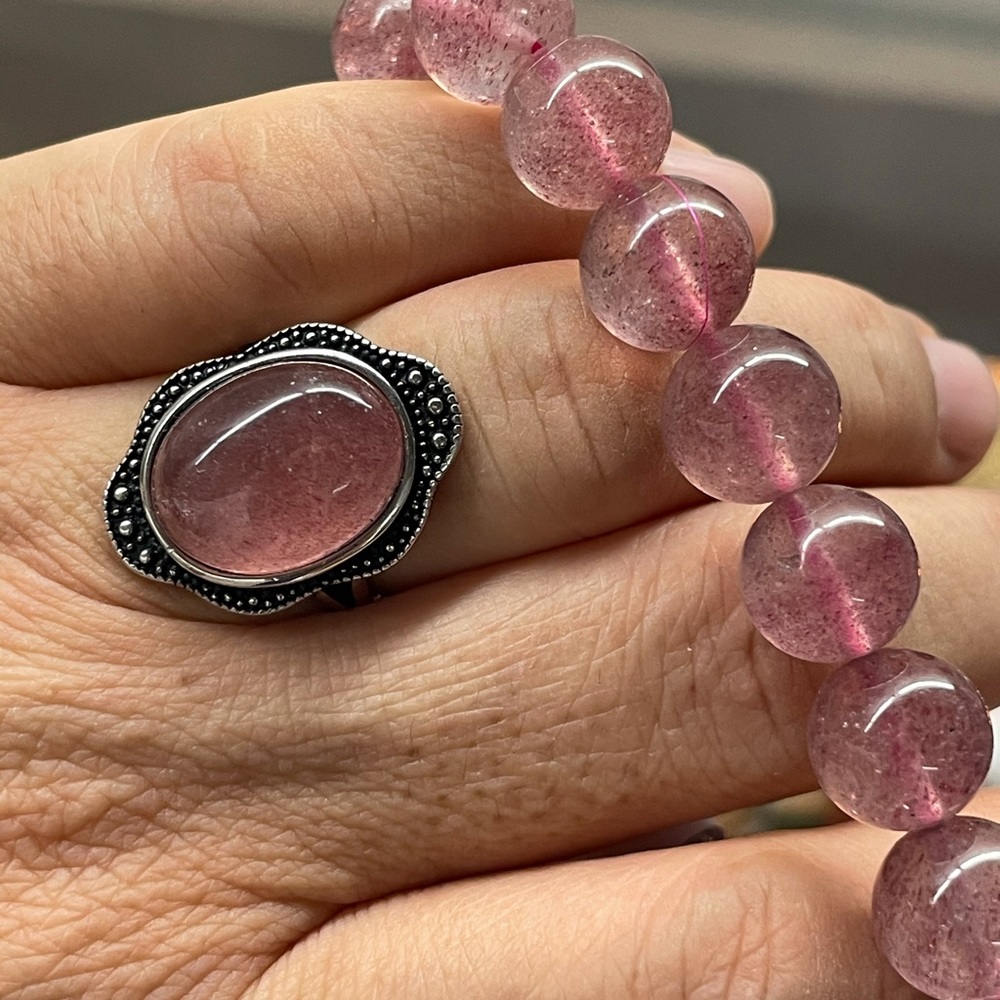 Strawberry Quartz bracelet and Ring